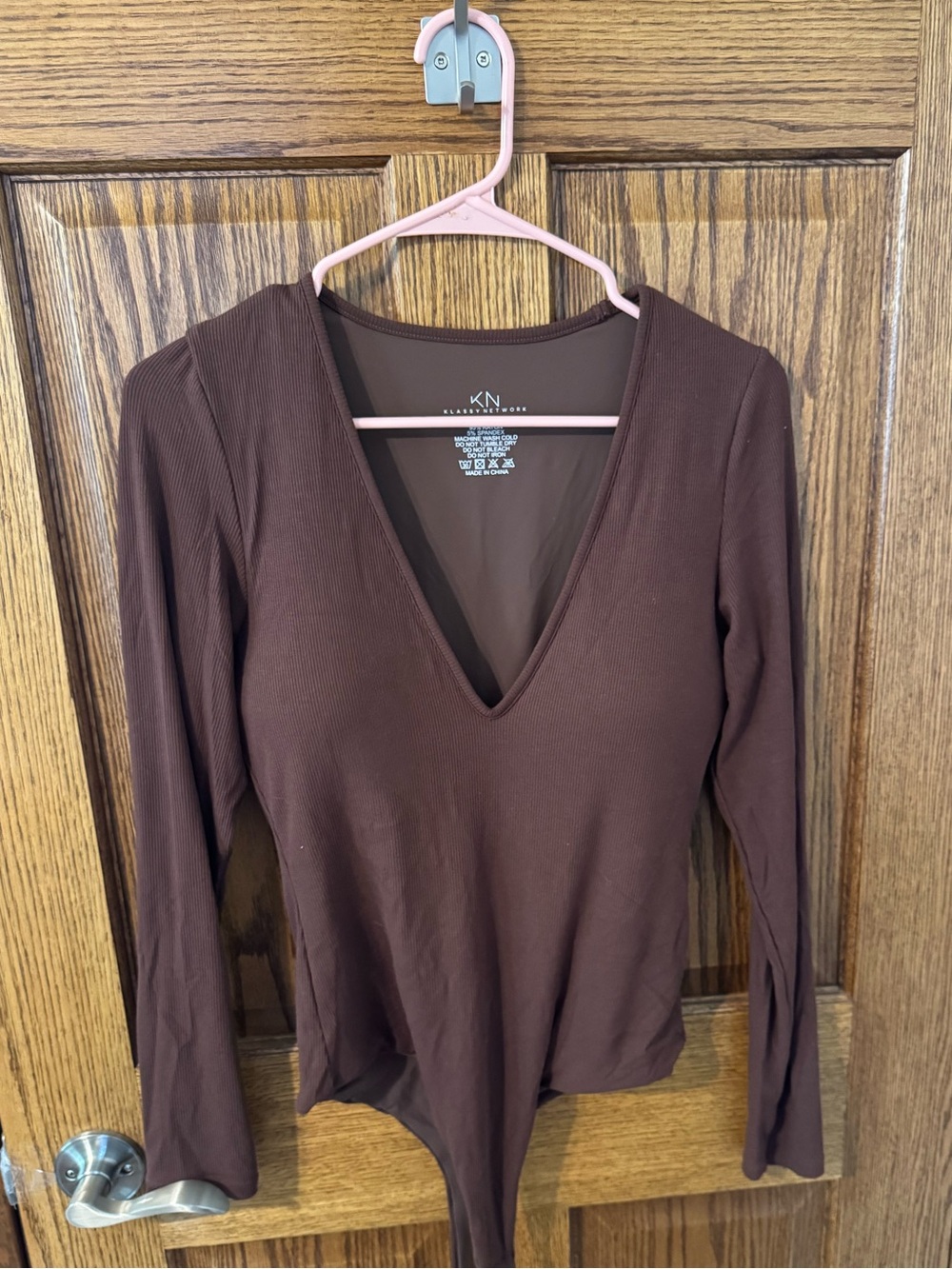 Klassy Network Deep V long sleeve bodysuit (built in bra)